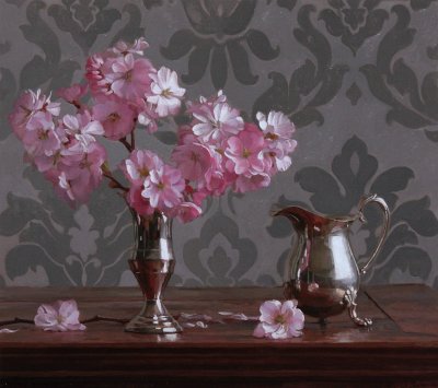 20. Silver and Cherry Blossoms 13 x 14 1/4