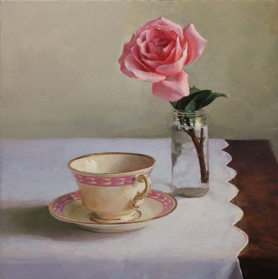 Teacup and Rose 13 1/2 x 13 1/2 