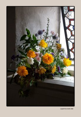 Flowers decorate window sills 