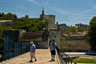 from the bridge - view of palace of the popes, Avignon