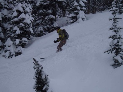 Brian skiing down