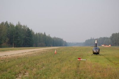 Airstrip and helicopter