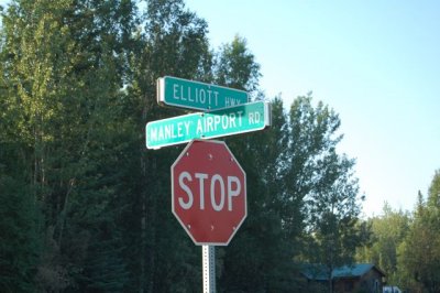 Stop, near the end of the Elliot highway