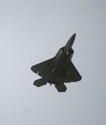 F-22 from below, outbound from Merrill Field (F-22 inbound to Elmendorf)