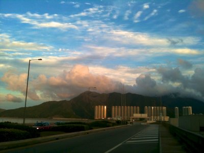 Sunset outside the HK airport