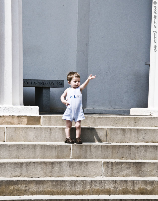 Our Little Orator, On the Steps of the Chapel On North Campus In Color.