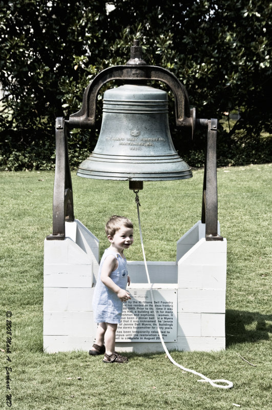 Eli Looks Mischivieous Has He Investigates the Old Chapel Bell.