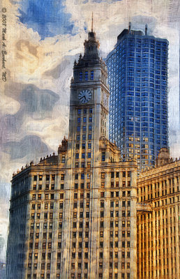 The Wrigley Building Clock Tower in Oil