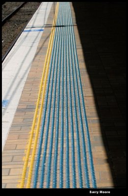 Blue Safety dots at the Railway Station