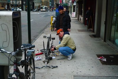 Bike repair on Lexington Ave.