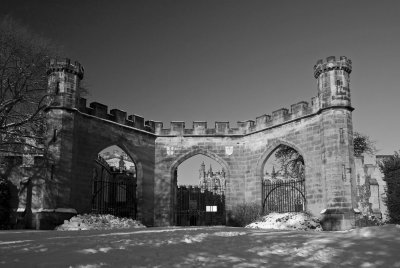 Locked gates at the Bishops castle
