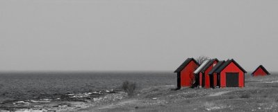 Beach huts on land