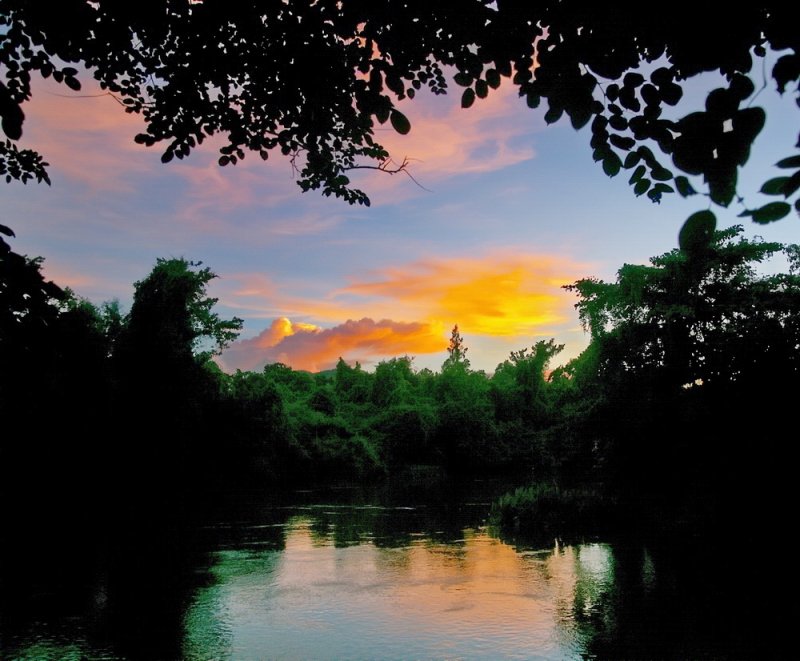 Orange Sunset on the River Khwae Yai