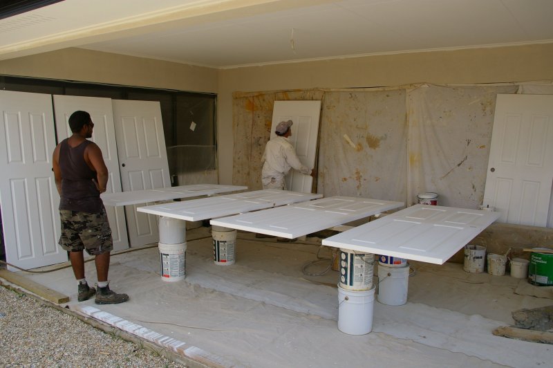 Painting the internal doors.