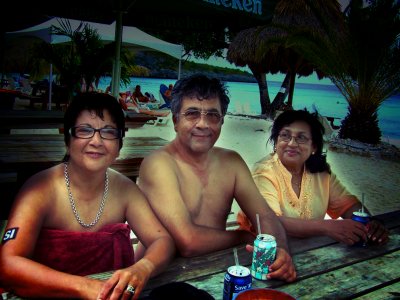 Hodero,...flanked by his two sisters