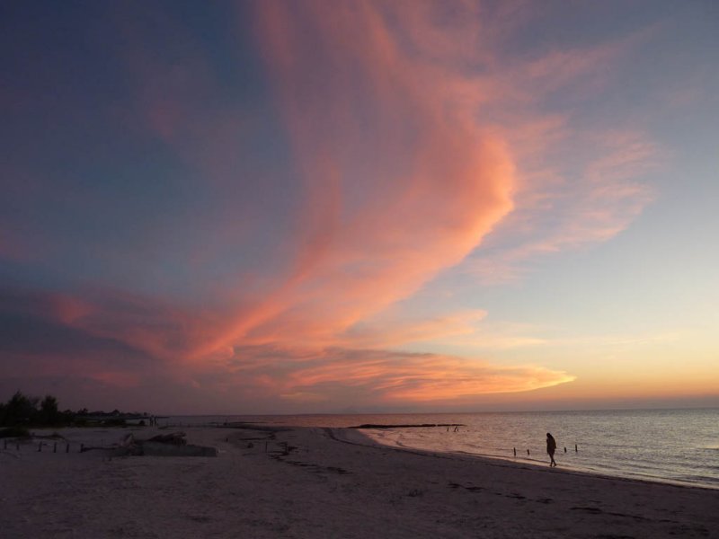 The sunset from the beach in front of Casa Blanca