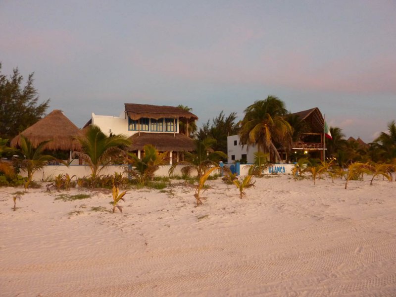 The view of Casa Blanca and the Hobox Fly Fishing Lodge from the beach