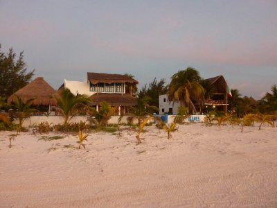 The view of Casa Blanca and the Hobox Fly Fishing Lodge from the beach