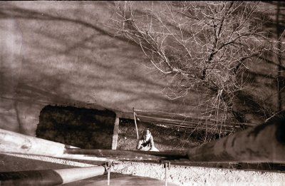 Lorrin Shepard climbing side of water tower