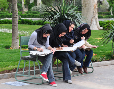Tehran architectural students at work