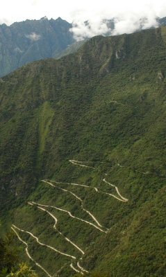 Steep road to Machu Picchu