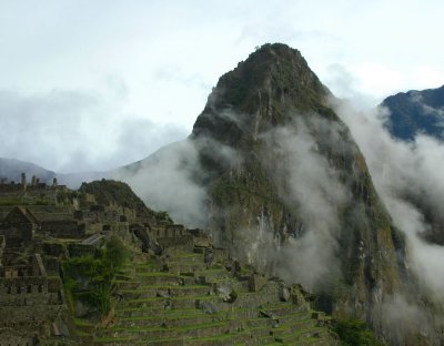 Looking up at Wayna Picchu