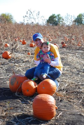 Mom and Emily at the Pumpkin Patch