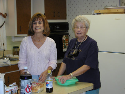 Carole and Mom cooking