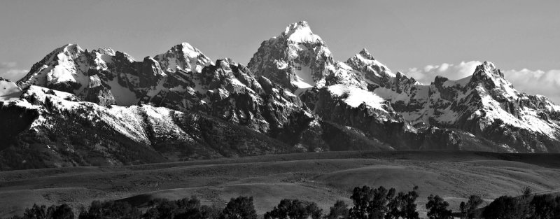 Tetons from Near Jackson (B&W)