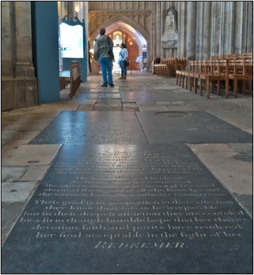 Jane Austen's Tomb Stone in Winchester Cathedral