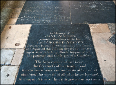 Jane Austen's Tomb Stone in Winchester Cathedral