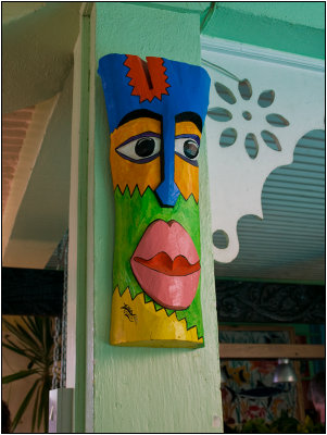 A Colorful Wall Decoration at the Qualibou Restaurant