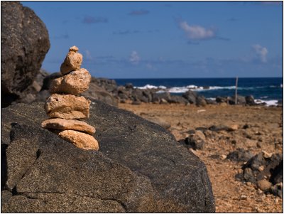 Rock Cairn at the Natural Bridge of Aruba