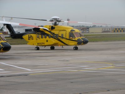 This is the Sikorsky S-92 helicopter I used to get to the platform. It can carry 18 people with their luggage. Most luggage was 20 lbs. or lighter. Most workers have permanent lockers o the platforms and leave most of their work clothes on the platforms. The flight was about an hour. 