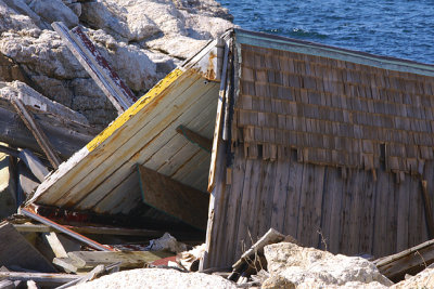 Remains of the covered walkway, destroyed in the April 2007 storm.
