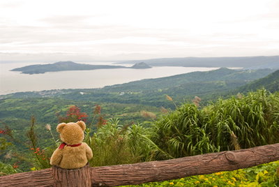 I'm  looking at the Taal  Volcano  over the Taal Lake...
