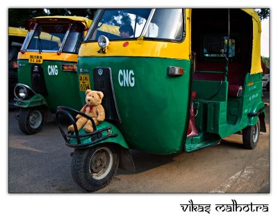 The Quintessential mode of transport in New Delhi, the Auto Rikshaw.