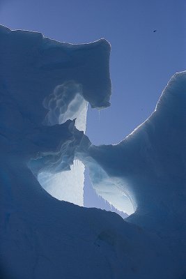 Backlit hole in Iceberg