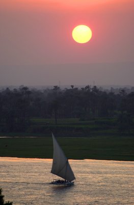 Coucher de soleil sur le Nil, Louxor