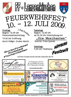 Feuerwehrfest Lanzenkirchen, 10. bis 12. Juli 2009