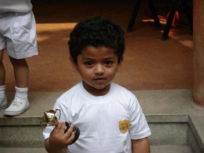 Karan at School With 1st Sports Trophy