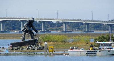Fisherman statue on Humboldt Bay, North California