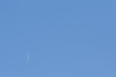 Midday Crescent Moon, Venus and Jupiter