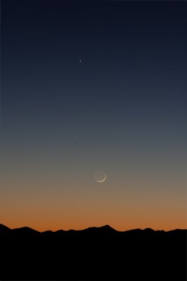 Jupiter, Mercury and the Moon at Twilight
