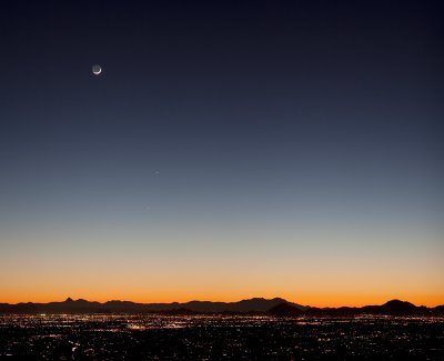 Moon, Jupiter, and Mercury over Tucson