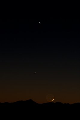 Jupiter, Mercury, and the Moon Setting