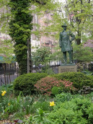 Sheridan statue in the Christopher square