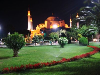 The Blue Mosque under lights