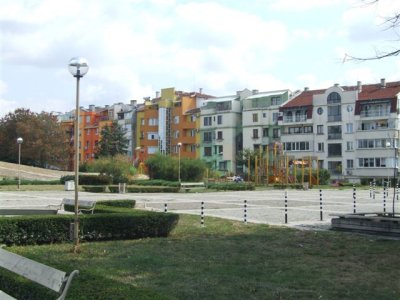 Colourful apartment blocks