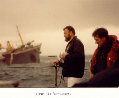 The Skipper and Seaman Petty Officer, after retrieving the boarding parties